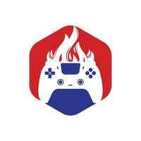 Furious gamer vector logo design. Keypad controller and fire flame vector icon design.