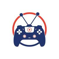 Gaming tv vector logo design. Television and Gamepad icon vector design.
