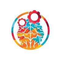 Brain and gear cog logo design. vector