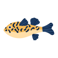 poisson fugu. ensemble de collection d'illustration de poissons coralliens. le dessin à la main de la vie sous-marine. adorables et beaux poissons de la vie marine. png