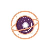 diseño del logotipo vectorial del planeta donut. plantilla de diseño de logotipo de panadería única. vector