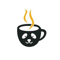 Panda coffee vector logo design template. Coffee shop or restaurant logo concept.