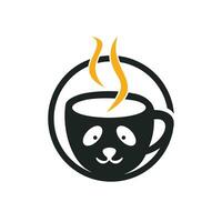 Panda coffee vector logo design template. Coffee shop or restaurant logo concept.