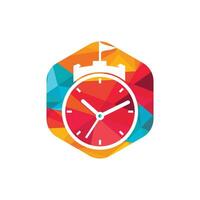 Clock castle vector logo design.