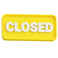 3D rendering Closed sign icon, closed banner business concept. png