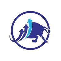 Financial bull logo design. Trade Bull Chart, finance logo. vector