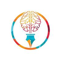 plantilla de diseño de logotipo de vector de pluma de cerebro.