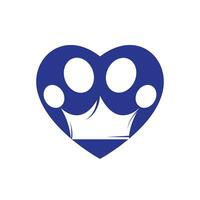 Kingdom pet shop vector logo design. Paw symbol with crown logo vector illustration.