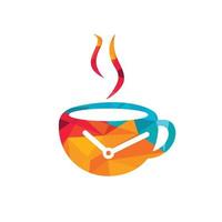 diseño de logotipo de vector de tiempo de café. diseño de concepto de reloj de tiempo de taza de café.