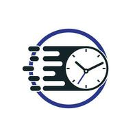 Speed time vector logo design template. Faster clock icon vector design.