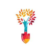 diseño de logotipo de vector de árbol de pala. plantilla de diseño de logotipo de entorno de jardín verde.
