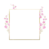 frame with Cherry blossom, sakura, branch with pink flowers, watercolor illustration. Hand drawing for the design of invitations, cards, decorations png