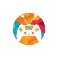 Gaming tv vector logo design. Television and Gamepad icon vector design.