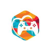 Love games vector logo design template. Vector illustration of a combination of a heart with a game joystick.