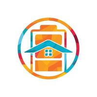 Energy house and battery house vector logo design.