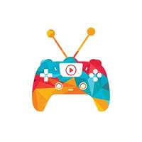 Gaming tv vector logo design. Television and Gamepad icon vector design.