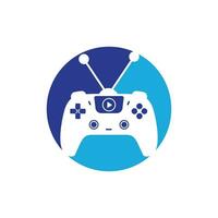 Gaming tv vector logo design. Television and Gamepad icon vector design.