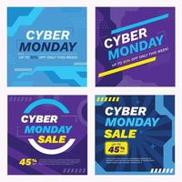 plantilla de redes sociales de venta cyber monday vector