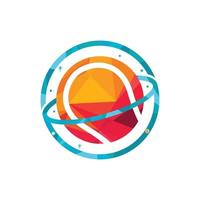 Tennis planet vector logo design. Unique tennis logotype design template.
