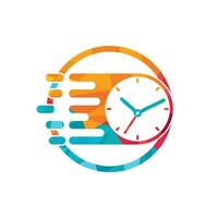 Speed time vector logo design template. Faster clock icon vector design.