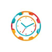 diseño del logotipo del vector de tiempo de servicio. engranaje y diseño vectorial de iconos de reloj analógico.