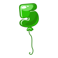 cartone animato Palloncino numero 5 font bambini numeri. figura cinque. png