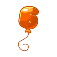 Cartoon-Ballon Nummer 6 Schriftart Kindernummern. Figur sechs png