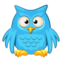 Cartoon blue owl. Cute night bird png