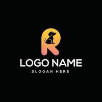 R Dog Logo negative space Design Template Inspiration, Dog Vector, Initial Logo..eps vector