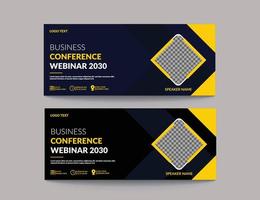 Conference live webinar banner invitation and online conference banner design template.Webinar conference web banner or social media horizontal banner design.eps vector