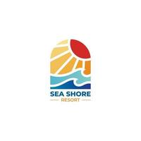 colorful sea shore logo vector