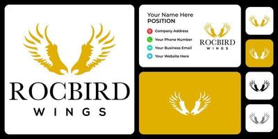 Bird logo design with business card template. vector