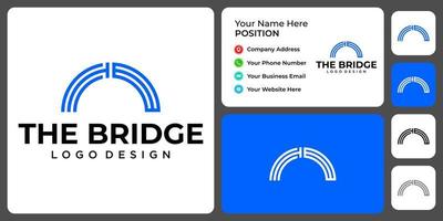 Letter T B monogram bridge logo design with business card template. vector