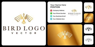 Bird logo design with business card template. vector