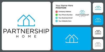 Partnership estate logo design with business card template. vector
