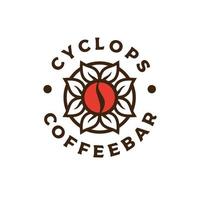 logotipo de la barra de café con vector de logotipo premium de frijol y hojas