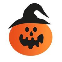 Pumpkin in a hat with a sinister smile. Halloween pumpkin illustration. Pumpkin in a witch hat. vector