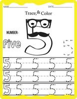 Handwriting pages for writing numbers Learning numbers, Numbers tracing worksheet for kindergarten. vector