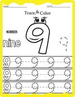 Handwriting pages for writing numbers Learning numbers, Numbers tracing worksheet for kindergarten. vector