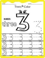 Handwriting pages for writing numbers Learning numbers, Numbers tracing worksheet for kindergarten. vector