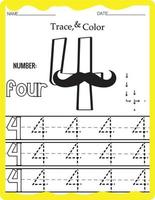 Handwriting pages for writing numbers Learning numbers, Numbers tracing worksheet for kindergarten. vector