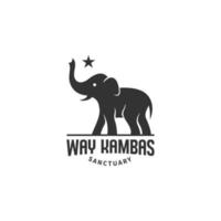 way kambas sanctuary with elephant reaching star monogram illustration vector