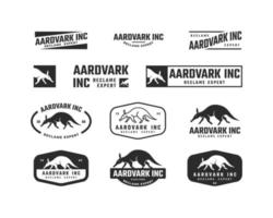 aardvark monogram logo set vector
