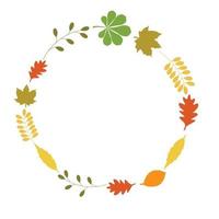 closed oval circle Border Frame of colored autumn maple leaves falling isolated on white background with copy space, top view flat lay