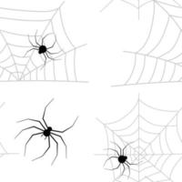 patrones de halloween con araña y red vector