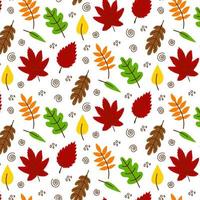 Vector hand drawn Autumn leaves seamless pattern on white background. Decorative doodle leaves. Cartoon scribble leaf icon for wedding design, wrapping, textiles, clothing, ornate and greeting cards