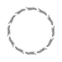 Vector hand drawn flower circle frame isolated on white background. Decorative doodle floral designs, square frame, spring, flowers, leaf, plants, flower decorations, wreaths for seasonal design.
