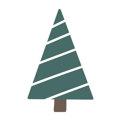 Vector hand drawn Christmas tree isolated on white background icon. Abstract doodle drawing woods. Decorative vintage fir tree for seasonal design, greeting card. Spruce with new year garland.