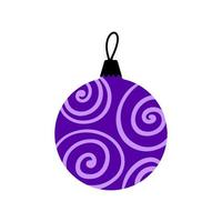 Vector hand drawn Christmas bauble. Decorative doodle Xmas ball elements isolated on white background. New Year icon for winter design, ornate and greeting cards. Single Christmas tree decoration