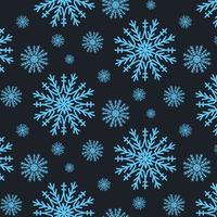 Cute Christmas seamless pattern with snowflakes isolated on dark background. Happy new year wallpaper and wrapper for seasonal design, textile, decoration, greeting card. Hand drawn prints and doodle. vector